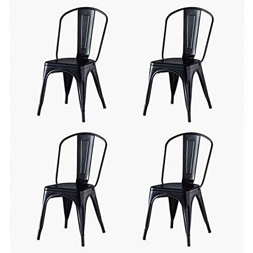 Bespivet Set of 4 Metal Dining Chair, Rust Prevention Stackable Kitchen Metal Chair, Stylish Sturdy Chair for Home Bistro Restaurant Wedding, Durable Outdoor Patio Cafe Garden Chair (Black, Set of 4)