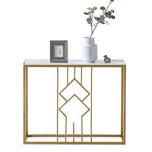 OuPai Table Console Table，Marble Entrance Cabinet Living Room Iron Art Side Table Hall Hotel End View Station Gold 30 × 11 × 29 Inch for Living Room Bedroom (Color : A)