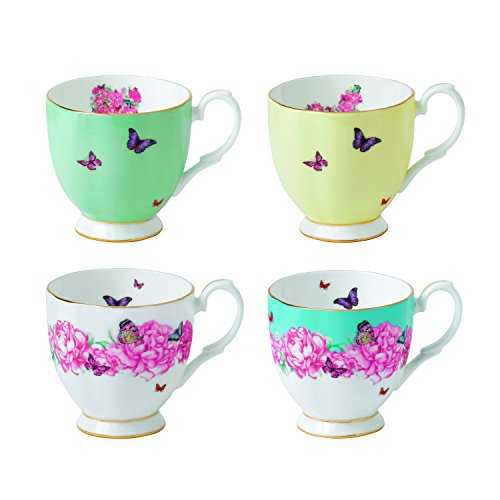 Royal Albert Vintage Mugs, 10.5 oz, Mixed Patterns Multicolored Floral Print