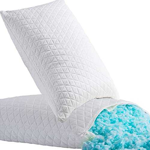 Shredded Memory Foam Pillows for Sleeping,Bed Pillows Standard Size Set of 2 Pack Cooling Adjustable,Good for Side and Back Sleeper with Washable Removable Bamboo Cover