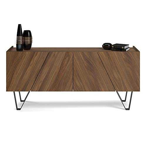 Mobili Fiver, Emma 4-doors Sideboard, Walnut, with black legs, Laminate-finished/Iron, Made in Italy