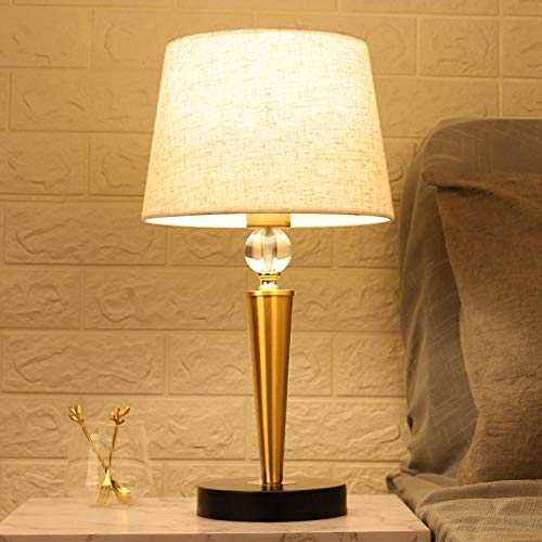 Bedroom Bedside lamp dimmable Bed Head Touch Sensor Crystal Table lamp Black Rod Type Linen Cover@[Crystal Linen Cover]Touchless (dimmable)