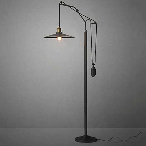 Neilyn Retro Black Metal Floor Lamp Vintage Industrial Lift Lighting Fixture for Living Room Bedroom Bedside Lamp