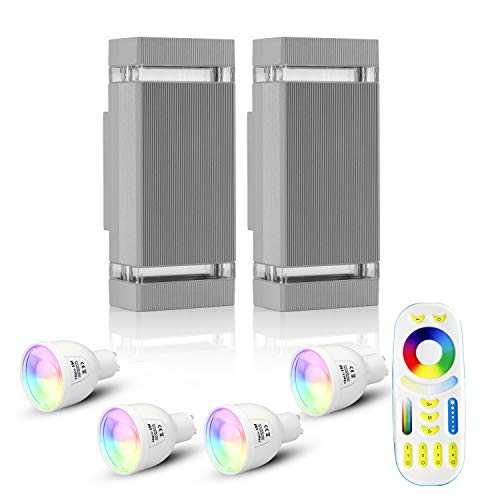 Wowlite Mi.Light RF Remote Control RGB Colour Changing Lighting LED Double Up and Down Wall Outdoor Light,White Temperature 3000k RGBW Exterior Wall Light