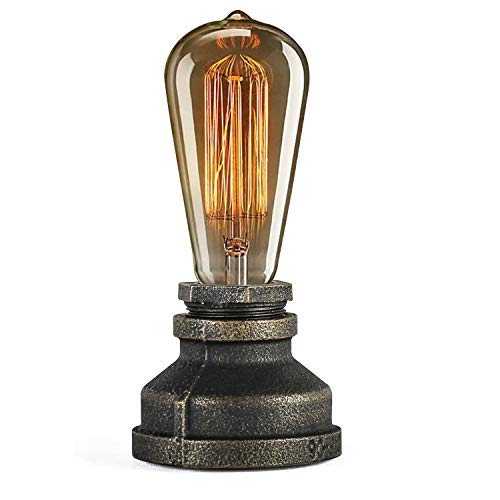 JINYU Vintage American Village Style Desk Light Creative Table Lamp Iron Steel Water Pipe Table Night Lights,Bedside Desk Lamps,Industrial Steampunk Retro Base E27 Holder Fitting Lighting Fixture