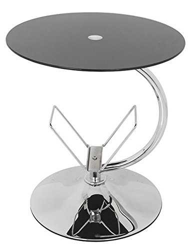 mahara Black Glass Decorative End Table Side Table Coffee Table, Round, 45cm x 45cm, for Living Rooms, Lounges, Study, etc