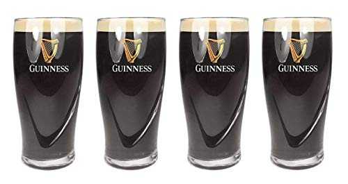 Guinness Official Merchandise Embossed Pint Beer Glass (Set of 4)