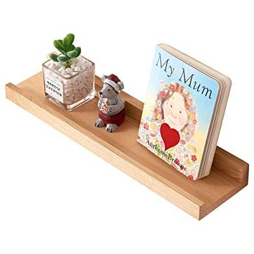 HOMWOO Floating Shelves Natural Wood Wall Shelves Wall Mounted Picture Ledge for Home, Living Room, Bedroom, Bathroom, Office,16 Inches (Natural,16 Inches)