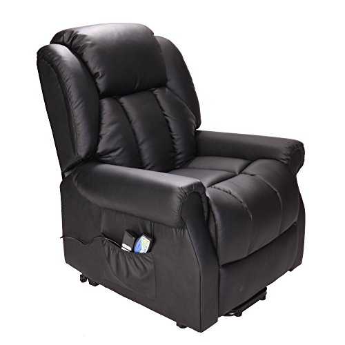 Hainworth Leather Dual Motor riser recliner chair with heat and massage - Black