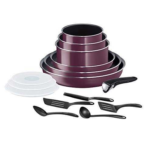 Tefal Ingenio Essential L2019502 Set of 15 All Heat Sources Except Induction, Aluminium, Purple Byzantium