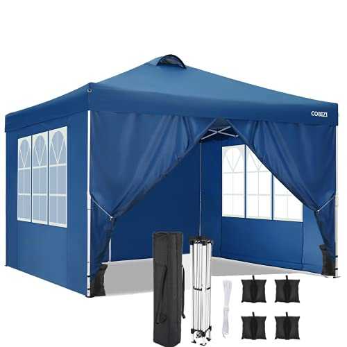 COBIZI 3x3M Pop Up Gazebo Tent Instant Shelter Beach Garden Gazebo with 4 Sides Vented Roof