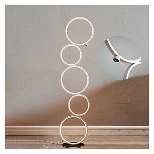 Floor Lamps Modern Bedroom Decoration Touch Switch LED Floor Lamp Rings Living Room Bedsides Standing Light Home Floor Lighting Fixtures (Lampshade Color : White)