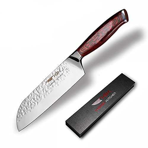 KBK Santoku Knife 7 Inch Blade Chef Knife Japanese High Carbon Stainless Steel with Razor Sharp Cut Edge Best for Kitchen Daily Cutting