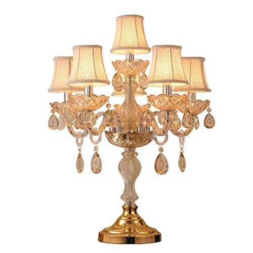 Golden Silver Bedroom Glass Table Lamp Living Room Study Large Table Lamp (Color : Gold)