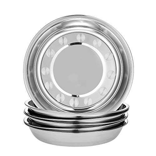 Eslite 6-Piece 18/10 Stainless Steel Round Plates,Dinner Plate Dish,9-Inch