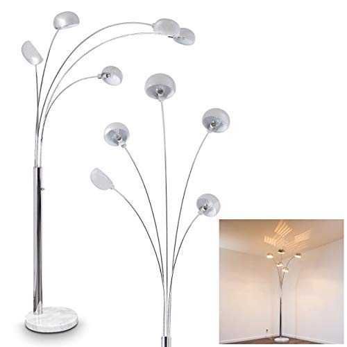 Floor lamp Nikkala in Metal, Chrome -E14 Light for Bedroom - Living Room - Hall - The Base of This lamp is Made of Marble