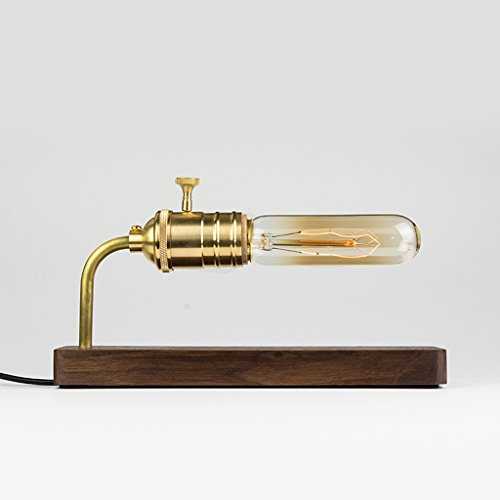 Table Lamps Creative Solid Wood Table lamp, Retro Industrial Brass Bedside lamp, Modern Bedroom Living Room Study Energy Saving Table lamp Desk Lamps