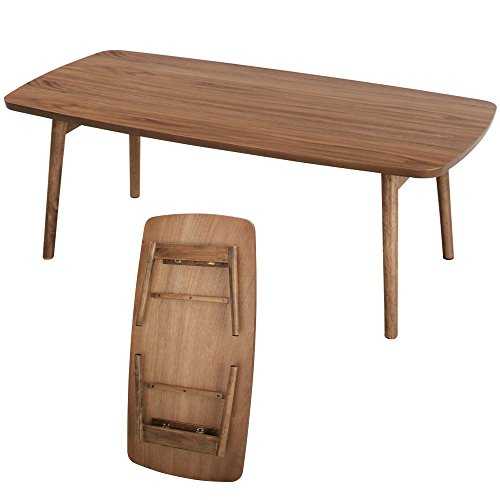 AZUMAYA TAC-229WAL Folding Legs Coffee Center Table, W41.3 x D20.5 x H13.8 Inches, Natural Walnut and Rubber Wood Material, Home and Living, Walnut Wood Color
