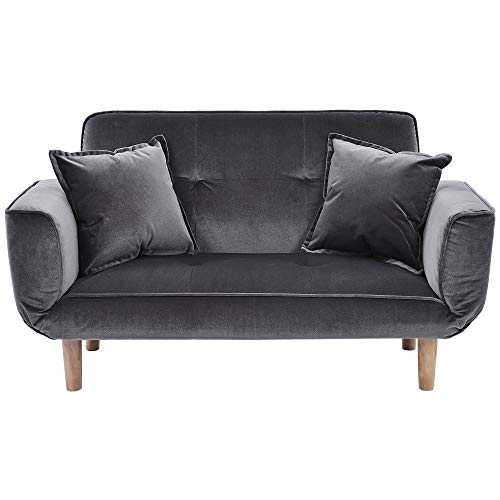 Pretty Purchase Sofa Bed Modern and Simple Gray Sofa Velvet with Grab Living Room 2 Seater Sofa Couch Settee Recliner Sleeper for Living Room/Guest Room/Office 125x61x70cm (Grey)