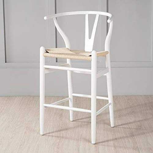 Barstools Barstool Breakfast Dining Stools Home Counter Leisure Bar Chairs Seat, Pub Cafe Solid Wood Simple Creative Breakfast Dining High Stools Bar Stools High Stools Bar Chairs (Color : White)