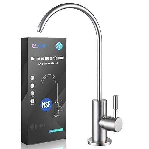ESOW Kitchen Sink Tap, 100% Lead-Free Drinking Water Filter Kitchen Tap, Fits most Reverse Osmosis Units or Water Filtration System in Non-Air Gap, Stainless Steel 304 Body Brushed Nickel Finish