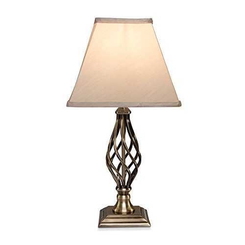 Kingswood Barley Twist Square Base Traditional Table Lamp - Antique Brass