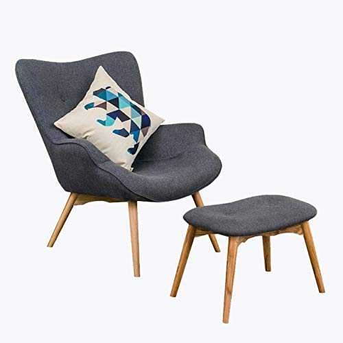 n/a Modern Retro Contour Chair with Foot Stool for Living Room Bedroom Furniture Armchair Tufted Accent Chair (Color : B)