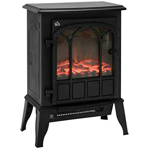 HOMCOM Freestanding Electric Fireplace Heater Stove with LED Flame Effect 1000W/2000W Black