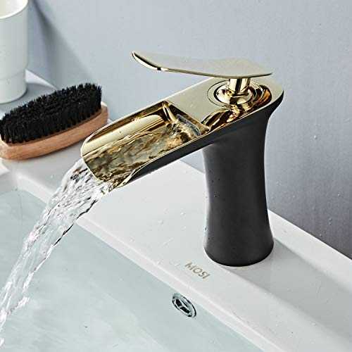 Bathroom Sink Taps Waterfall Basin Mixer 1 Handle Lever Black/ Gold Chrome One Hole Mount Lavatory Leekayer,LK90097BG