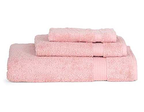 TowelSelections Soft and Absorbent Towels Cotton for Bathroom Hotel Shower Spa Gym, Bath Towel, Hand Towel, 2 Washcloth, 4 Piece Set Powder Pink