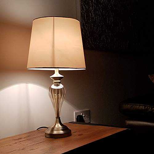 Denton Glass Table Lamp with Champagne Lamp Shade