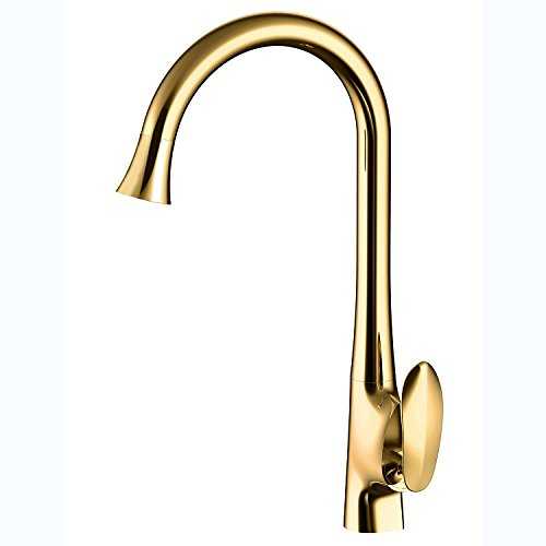 YAWEDA Kitchen Faucet, All Copper Hot and Cold Kitchen Sink, Vegetable Basin Faucet, Chrome Plated Rotatable Tap, Antique Antique Tap