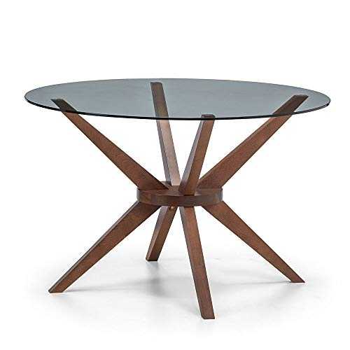Julian Bowen Chelsea Small Dining Table, Walnut/Glass, 120cm