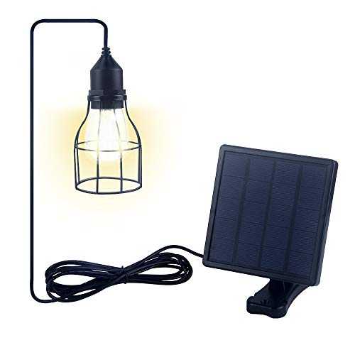 Jolicobo Solar Pendant Light -2 Mode Bulb Lamp IP65 Waterproof Indoor Outdoor Garden Lighting Shed Light (Birdcage)
