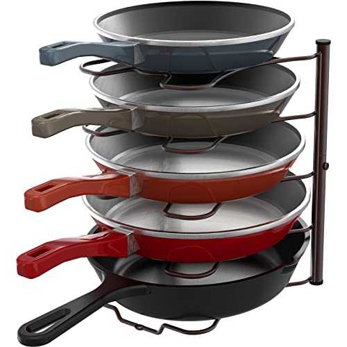 SimpleHouseware Kitchen Cabinet Pantry Pan and Pot Lid Organizer Rack Holder, Bronze
