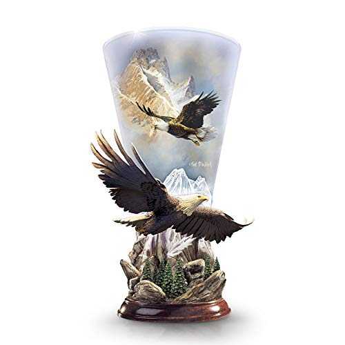 Ted Blaylock 'Mountain Majesty' Eagle Torchiere Lamp – Eagle-Inspired Torchiere-Style Lamp With Sculptural Eagle And Glass Lamp Shade Featuring Art By Ted Blaylock. Exclusive To The Bradford Exchange!