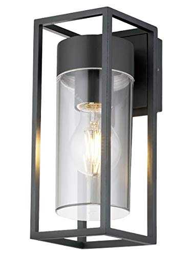 Long Life Lamp Company Outdoor Exterior Modern Garden Wall Light Lantern Clear Diffuser LED Compatible ZLC079, Acrylic, Dark Grey