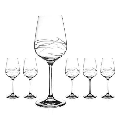 Hand Cut White Wine Glasses Fantasy - Set of 6 - Perfect Gift