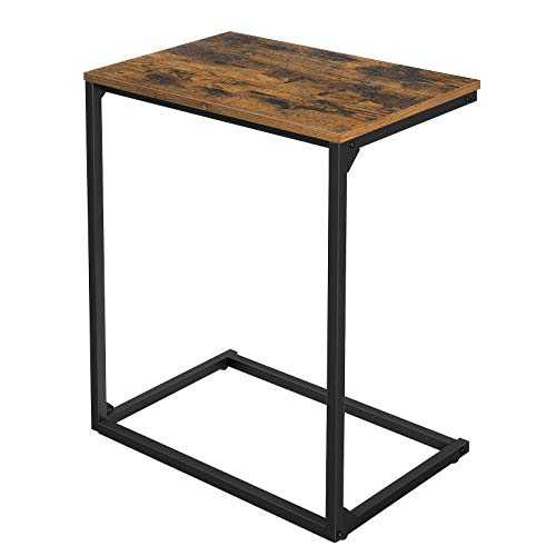 VASAGLE INDESTIC Sofa Side Table, Laptop Table, End Table, Work in Bed or on The Sofa, Simple Structure, Stable, for Living Room, Industrial Style, Rustic Brown and Black ULNT52BX