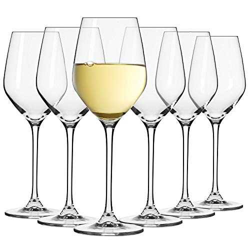 Krosno White Wine Glasses | Set of 6 | 200 ML | Splendour Collection | Perfect for Home, Restaurants and Parties | Dishwasher and Microwave Safe