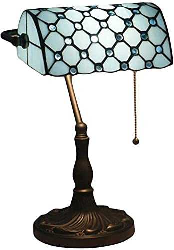KELITINAus Style Banker Lamp European Table Lamp Stained Glass Table Lamp Handmade Living Room Bedroom Bedside Reading Lamp Fixture