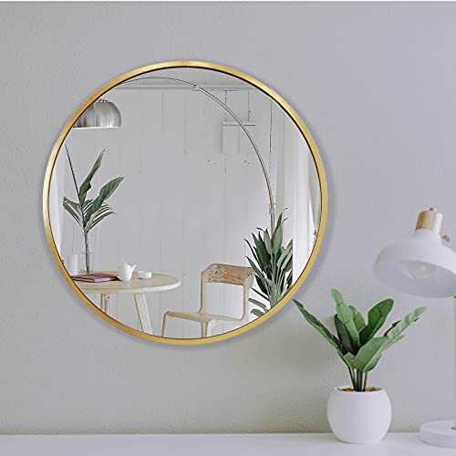 JENBELY 36 inch Wall Mounted Round Bathroom Mirror, Large Circle Vanity Mirror Farmhouse Mirror with Premium Brushed Metal Frame for Entryways, Washrooms, Living Rooms, Gold