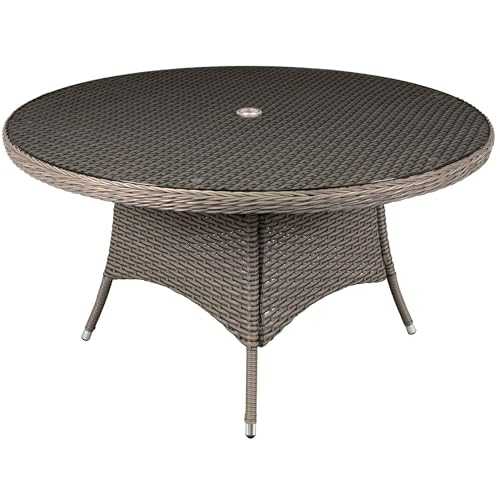 Dellonda Chester Rattan Wicker Outdoor Dining Table with Tempered Glass Top - DG67