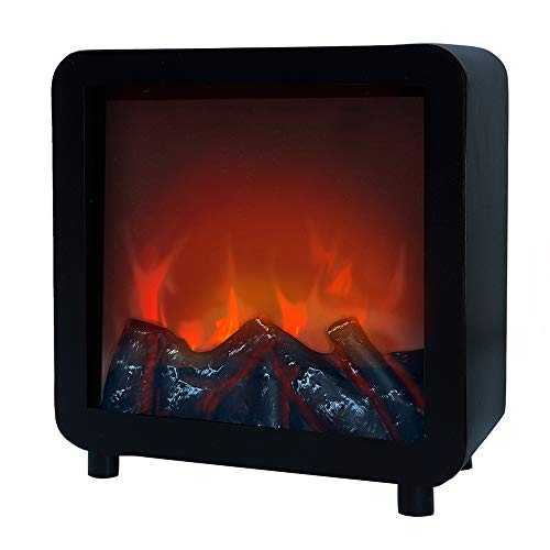 AKTIVE Unisex_Adult 35977 Electric Fireplace Fake Flame Led Minimalist Square, Multicoloured, 23 x 14.5 x 24.3 cm