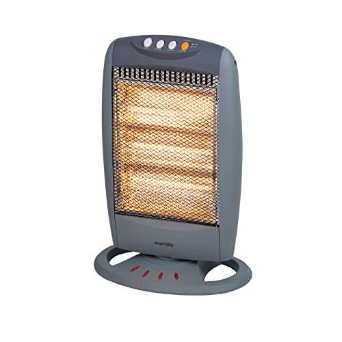 Warmlite WL42005 3 Bar Halogen Heater with Carry Handle, Safety Tip-Over Switch, 1200W, Grey