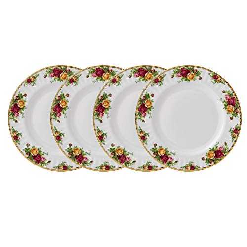 Royal Albert Old Country Roses 40034981 27cm Dinner Plates, Set of 4 White, Bone China, Multi