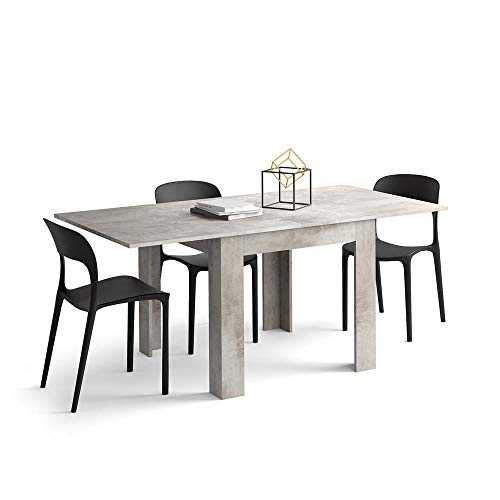 Mobili Fiver, Square extendable dining table, Eldorado, Grey Concrete, Laminate-finished, Made in Italy