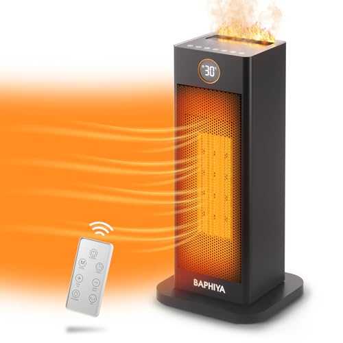 BAPHIYA Electric Heater Energy Efficient, 16 Inch 2000W Heater for Home, Portable PTC Ceramic Space Heater with Humidifier Function, 3D Flame Effect, Thermostat ECO 4-Mode, Silent Heater for Bedroom