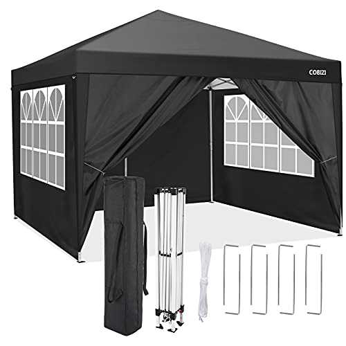 3x3M Pop-up Gazebo Tent Outdoor Garden Marquee Heavy Duty Gazebo with 4 Side Panels, Water-resistant Cover