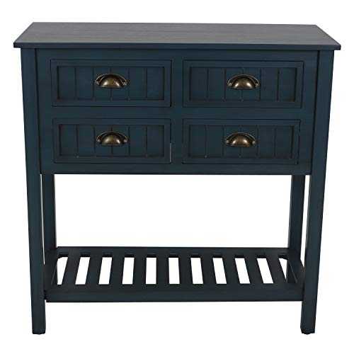 Decor Therapy Console Table, Wood Metal, Antique Navy, 14 x 32 x 32 in
